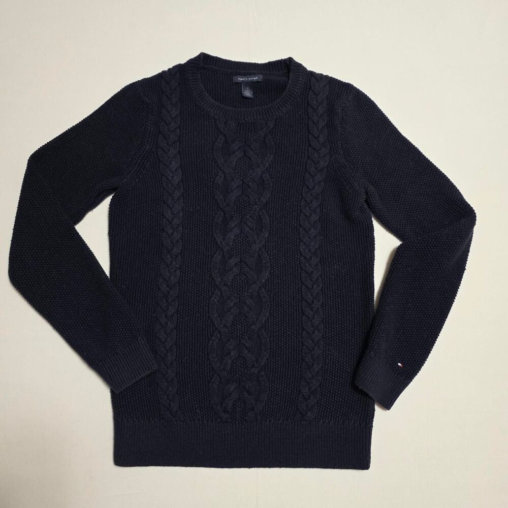 Tommy Hilfiger deep navy blue cable knit sweater ladies size Medium